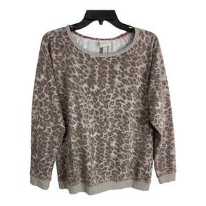 Knox Rose Womens Shirt Adult Size Medium Brown Cheetah Long Sleeve Blouse